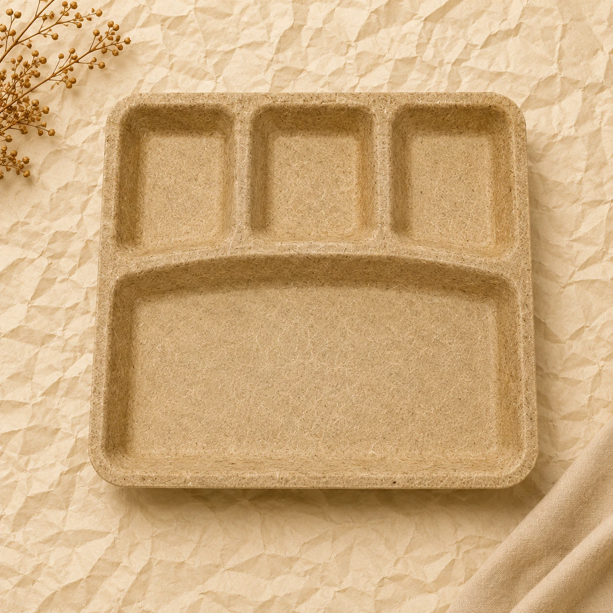 Rice Husk 11-Inch Compartment Plate