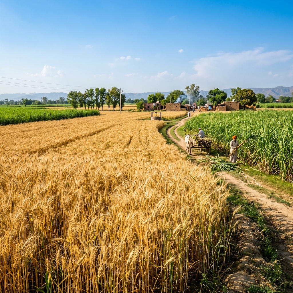 Lush green agricultural fields in India