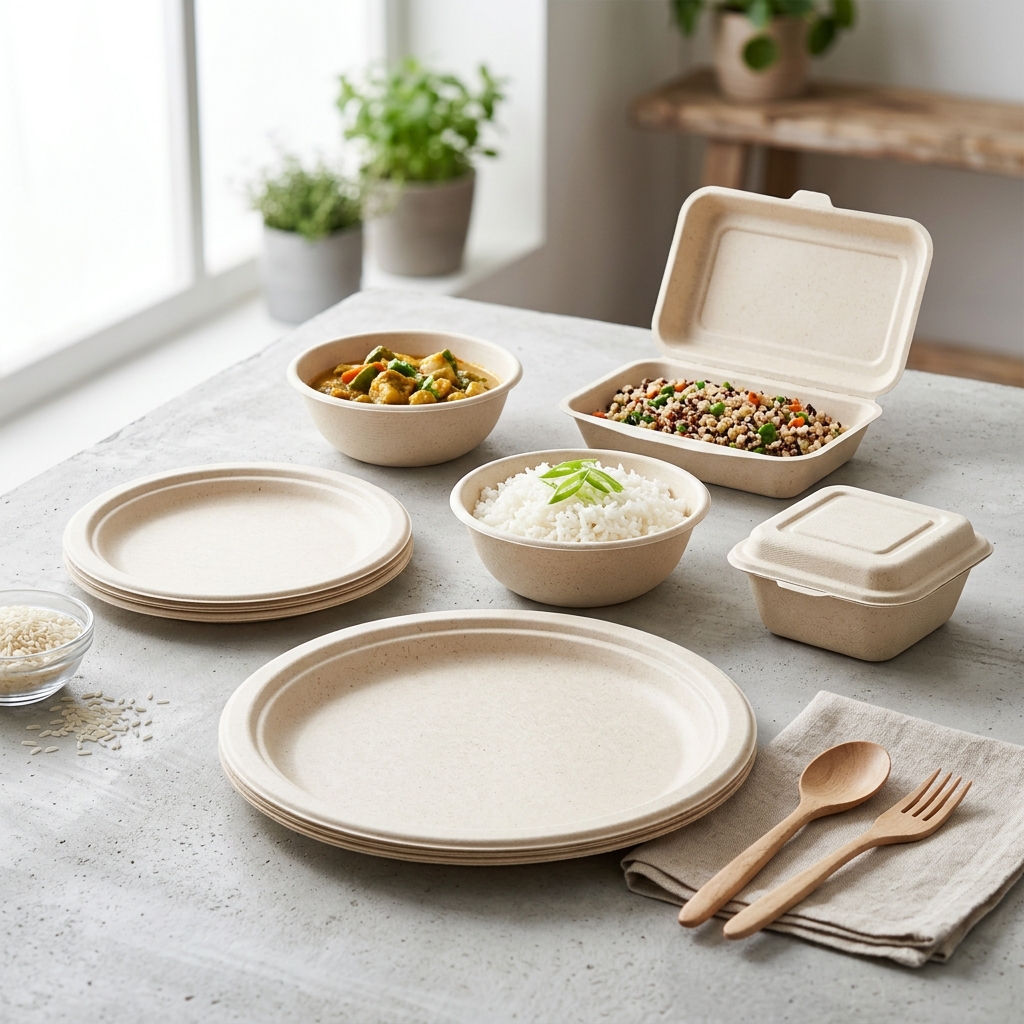 Rice husk tableware set