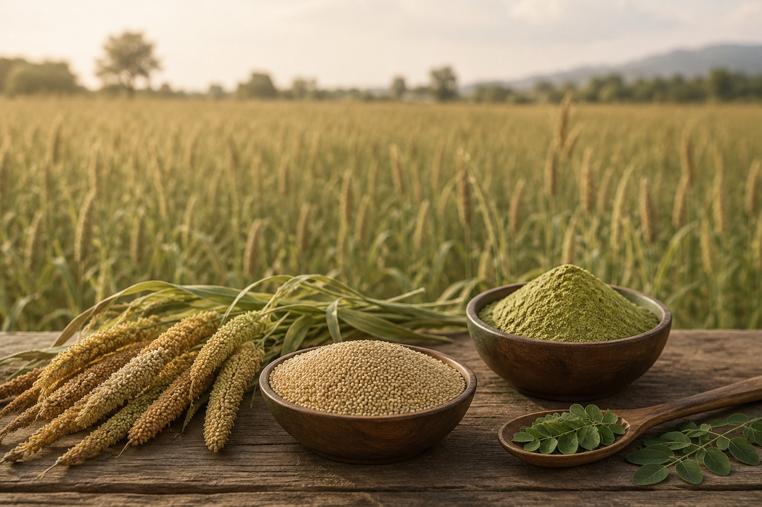 Lush green agricultural fields in India
