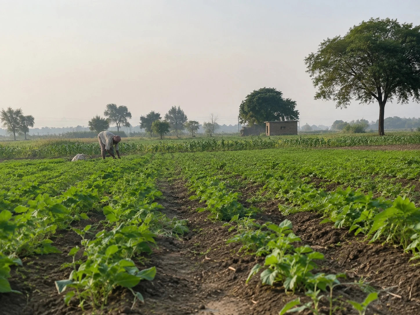 Lush green agricultural fields in India